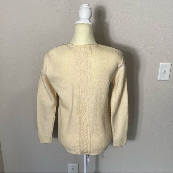 Karen Scott 100% Pure Wool Button Front Cable Knit Ivory Cardigan Women's Size S - Picture 8 of 15